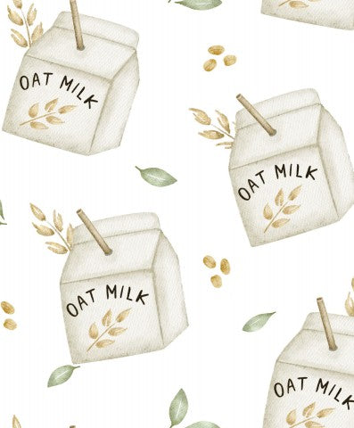 Entdecken Sie unsere Baumwolle Canvas mit Oat milk Carton Farm Muster - ideal für Ihre nächste Nähe-Projektion! Stoffmischung aus weichem Baumwolle und natürli