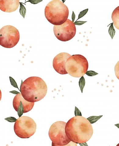 Muslin watercolor pattern with peaches