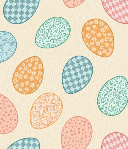 Piccole uova di Pasqua gialle su tela di cotone brillante: materiali di cucito ideali per i tuoi prossimi progetti! Uova di Pasqua in cotone giallo, perfette per i lavoretti.