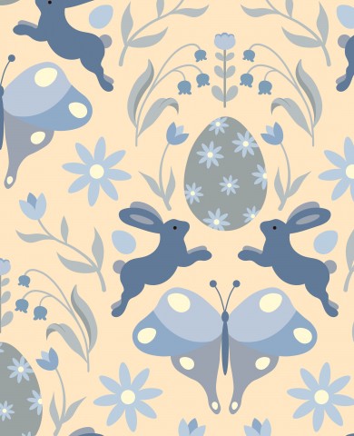 Nähen Sie Ihre Träume wahr: Canvas Baumwolle mit Osterhasen-Eiern und Blumenmotiven - tolle Meterware zum nähen für Ihre nächsten DIY-Projekte oder als Geschen