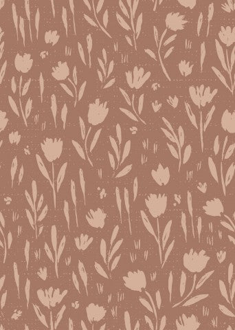 Jersey a brown-beige pattern with flowers on it