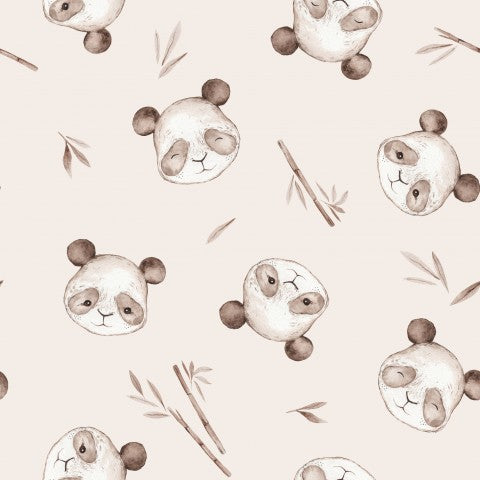 Waterproof fabric panda bears and bamboo sticks