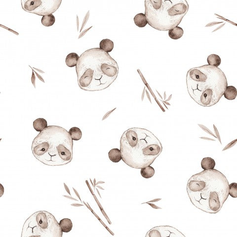 Satin bomuld akvarel panda bjørn mønster