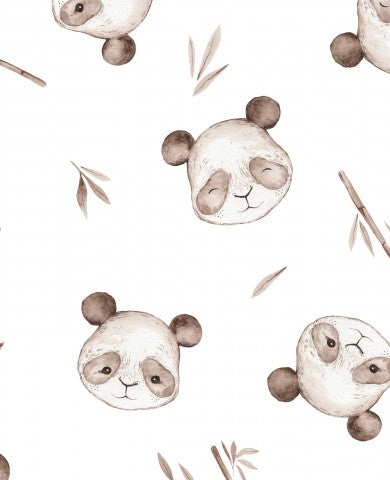 White cotton canvas fabric for sewing 30x30cm, perfect for panda enthusiasts! Ideal for crafting unique gifts or personal projects featuring this adorable anim