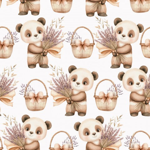 Jersey panda bear and lavender flowers