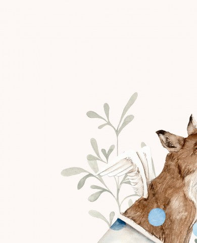 Jersey una ilustración en acuarela de un zorro y un conejo