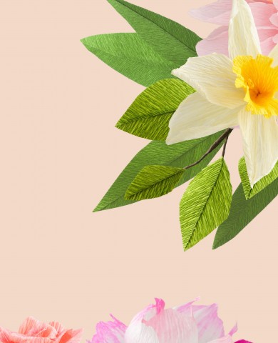 Jersey verschiedene Blumen und Blätter auf einem beigen Hintergrund