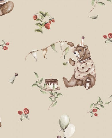 Jersey wallpaper with a bear and a cake on it