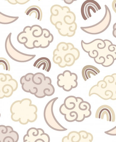 Nuages et arcs-en-ciel en coton satiné