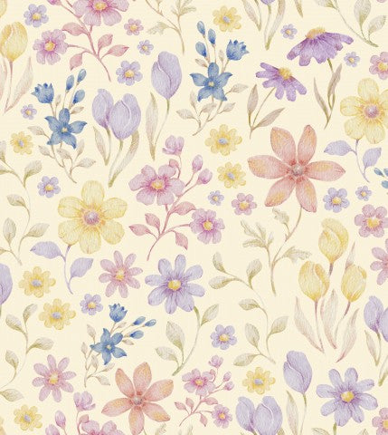 Satin cotton floral pattern in pastel colors