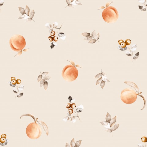 SoftShell watercolor pattern with peaches and leaves
