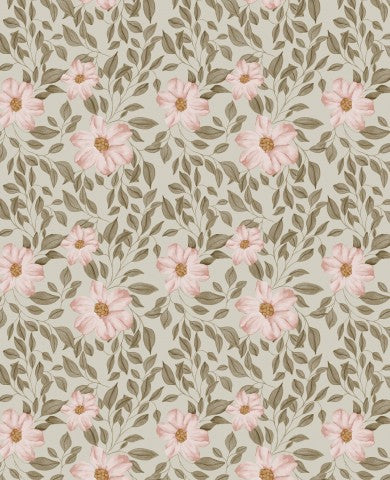 French Terry pink flowers on grey background