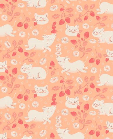 Panama ein orange-weißes Muster mit Katzen und Blumen