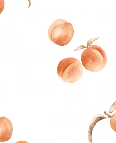Satin cotton watercolor pattern with peaches