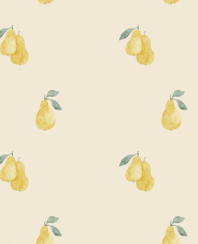 Muslin pears and leaves on it