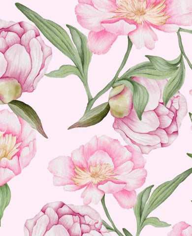 Tessuto impermeabile con fiori di peonia rosa su sfondo rosa