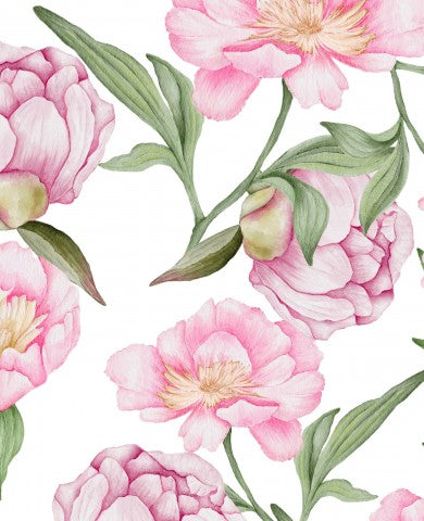 Rib Jersey pink peony blossoms