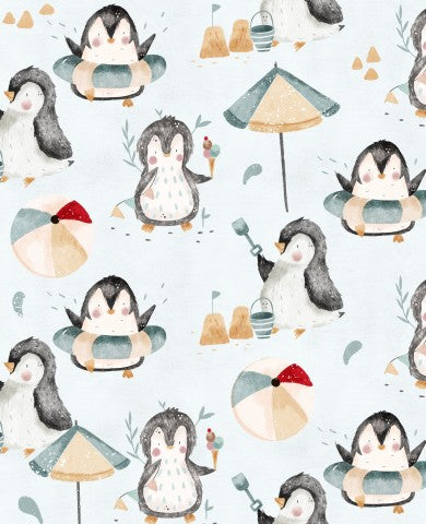 Muslin penguins and umbrellas