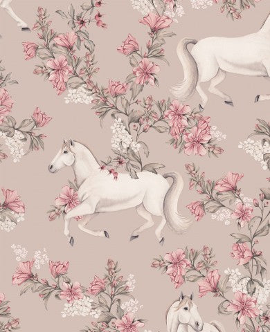 Panama weißen Pferden und rosa Blumen