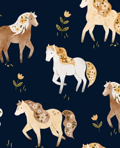 Naai-scène: Canvaskatoen voor paarden- en bloemenpatronen in beige - om te naaien, 100% katoen, 100 cm breed