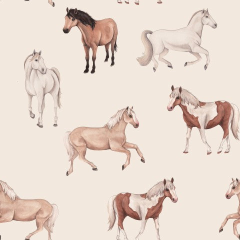 Jersey watercolor horses on a beige background
