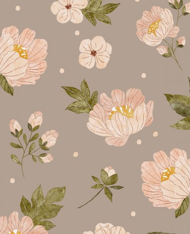 Jersey Blumenmuster mit rosa Pfingstrosen