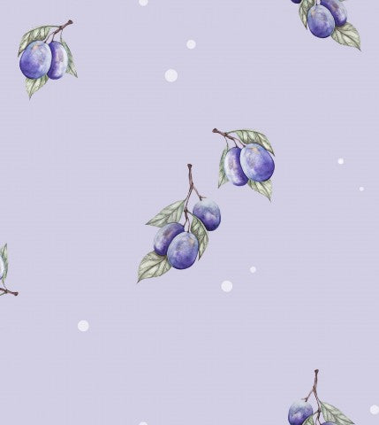Waterproof fabric purple plums on purple background