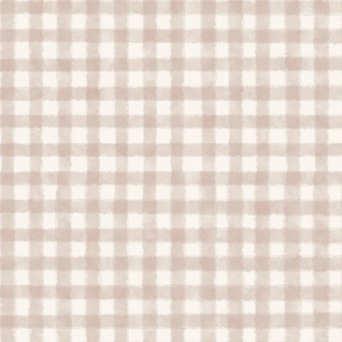 French Terry a beige and white checked fabric