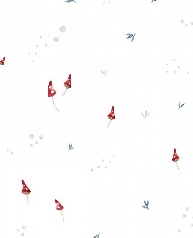 Satin cotton red and white mushrooms