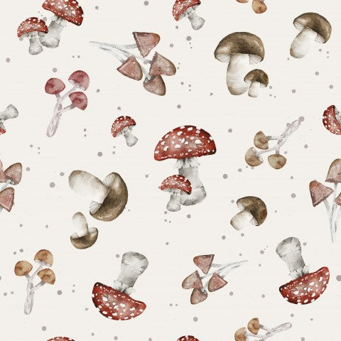 Waterproof fabric watercolor mushrooms