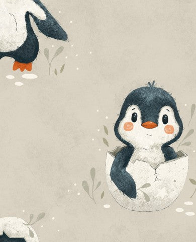 Perfekt syning: Lærredsstof af bomuld i Pingu æggecreme - 100% naturligt materiale, blødt og elastisk, ideelt til enhver form for beklædningsgenstand eller dekoration.