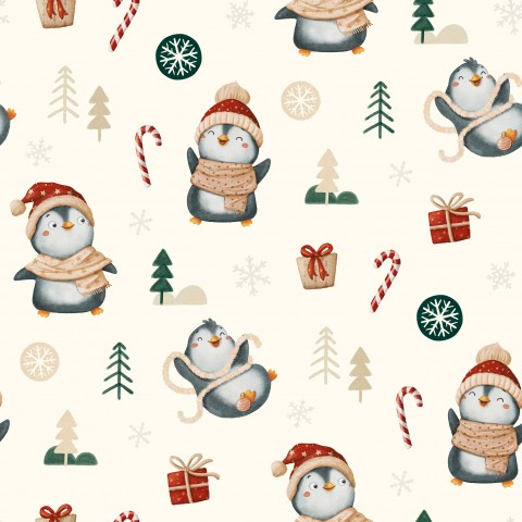 Muslin penguins and Christmas trees