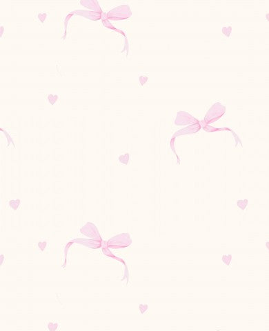 Maglia con motivo di fiocchi rosa e cuori su sfondo bianco