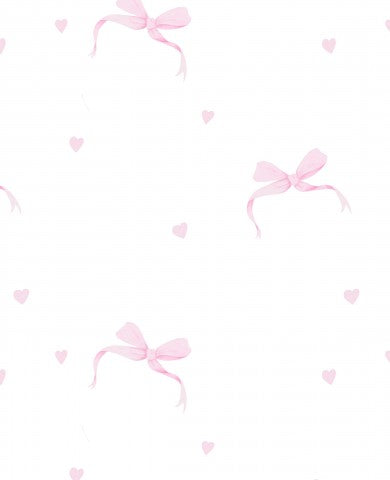 Satin Baumwolle ein Muster aus rosa Schleifen und Herzen auf weißem Hintergrund