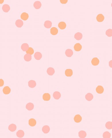 Cotone satinato con sfondo a pois rosa e arancioni