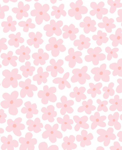 French Terry ett mönster av rosa blommor på en vit bakgrund