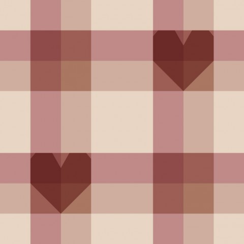 Jersey a brown-beige check pattern with hearts