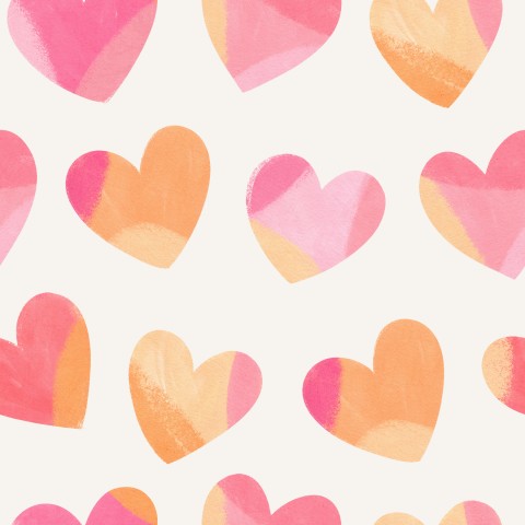 Jersey coeurs roses, orange et jaunes sur fond blanc