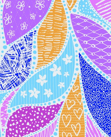 French Terry colorful leaves and hearts