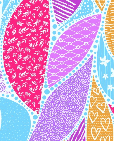 French Terry colorful leaves and hearts