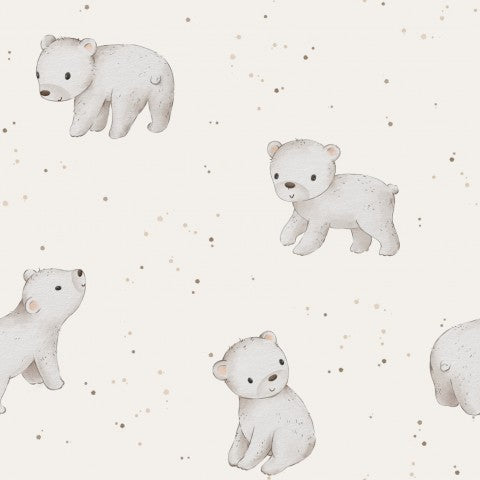 Satin cotton polar bears on beige background