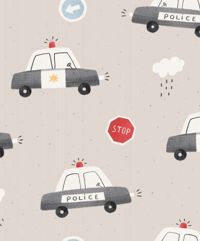 Wasserdichter Stoff Polizeiautos und Stoppschildern