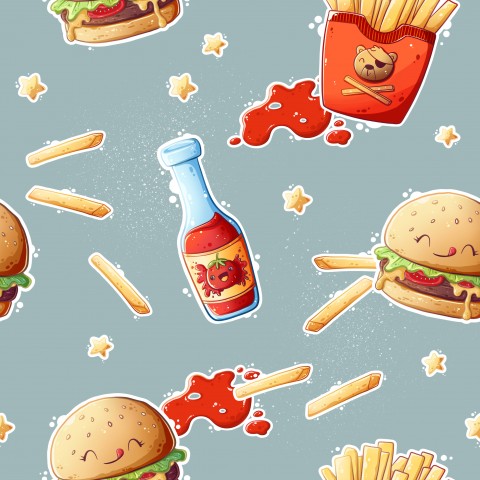 Rib Jersey Hamburger, Pommes und Ketchup