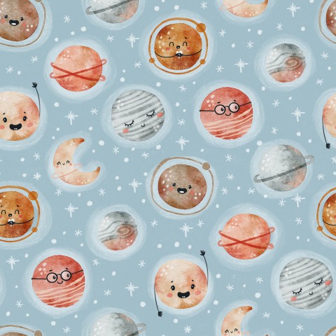 Muslin pattern with planets and stars on it