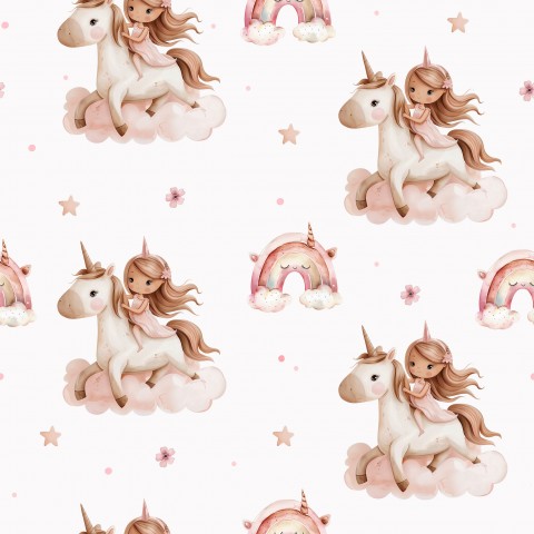 Morbida tela di cotone misto con un'esclusiva stampa di principesse e unicorni. Ideale per stilisti e creativi che desiderano creare il proprio stile.