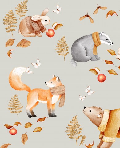 Muslin watercolor animals and leaves