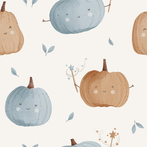 French Terry sweet pumpkins and leaves