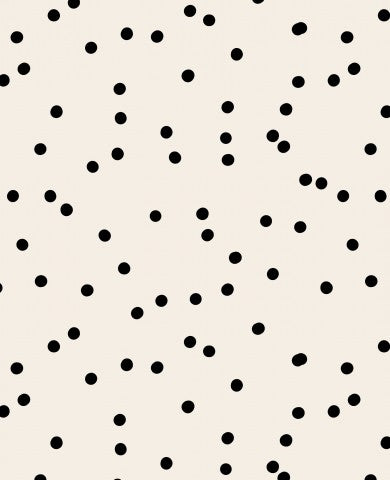 Satin cotton a black and white polka dot pattern