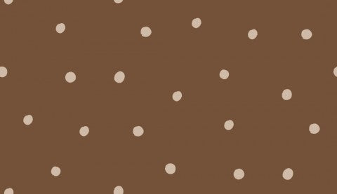 French Terry à motif à pois marron et blanc