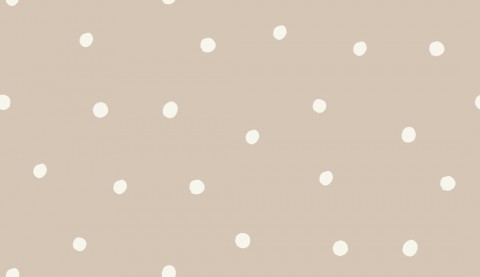 Tessuto impermeabile, carta da parati beige e bianca con motivo a pois